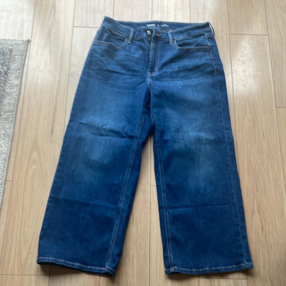old navy cropped wide leg jeans